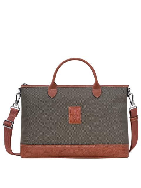 Longchamp Boxford S Briefcase Brown - Canvas