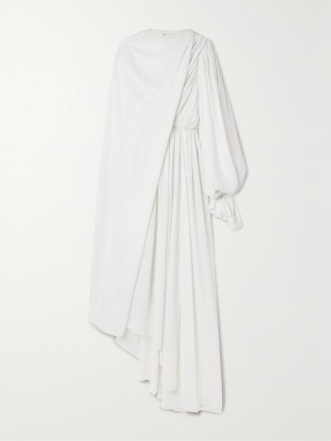 BALENCIAGA Asymmetric Draped Cape-effect Pleated Crepe Dress