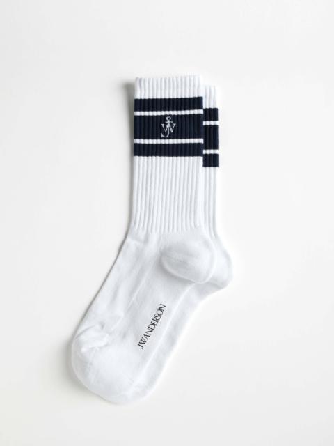 JW Anderson SPORT SOCKS IN WHITE & BLUE