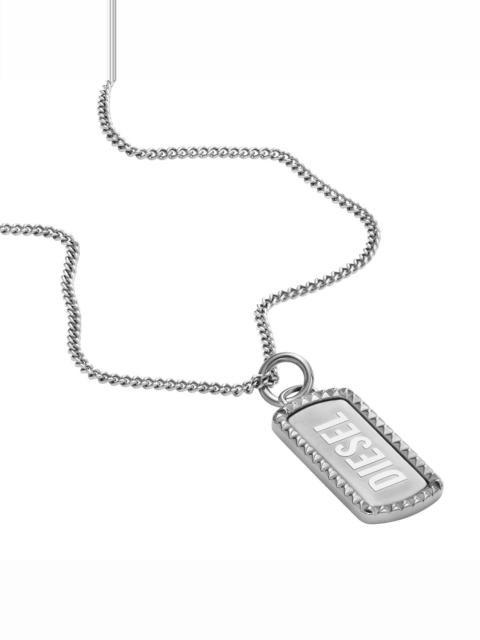 DIESEL STAINLESS STEEL DOG TAG NECKLACE