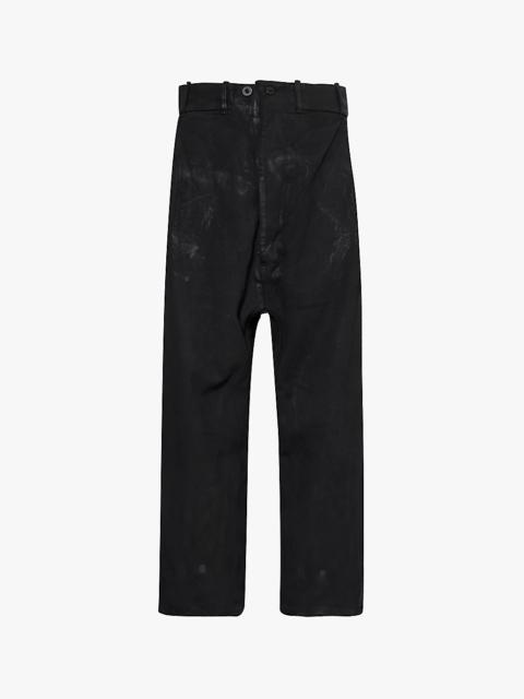 Pleat-front relaxed-fit stretch-cotton trousers