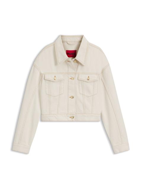 HUGO RELAXED-FIT JACKET IN WASHED ECRU DENIM