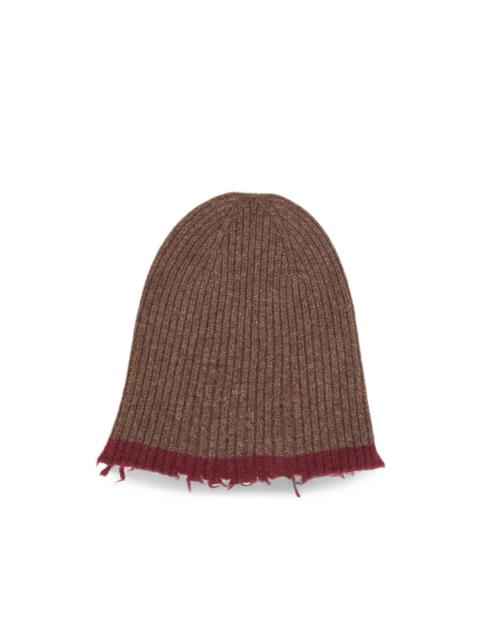 UMA WANG distressed-effect ribbed-knit beanie hat