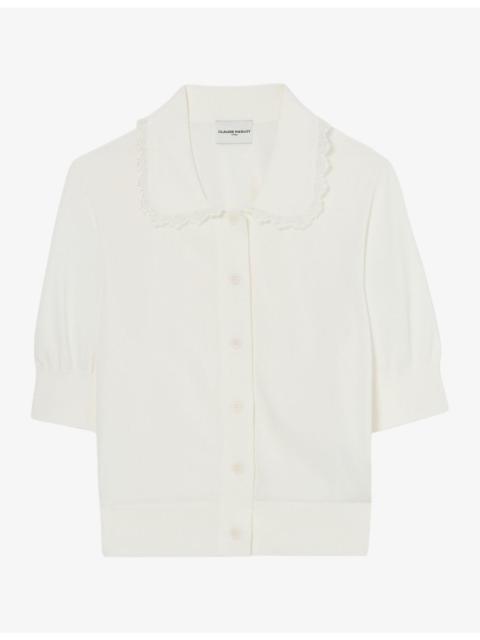 Claudie Pierlot Collared Short-Sleeve Knitted Cardigan