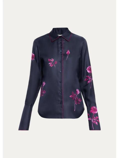 Lafayette 148 New York Floral-Print Silk Twill Blouse