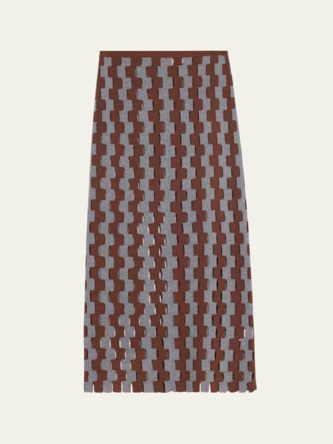 ZANKOV Marshall Abstract Wool Maxi Skirt