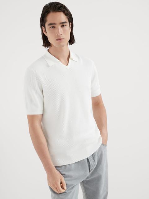 Brunello Cucinelli Cotton English rib knit polo