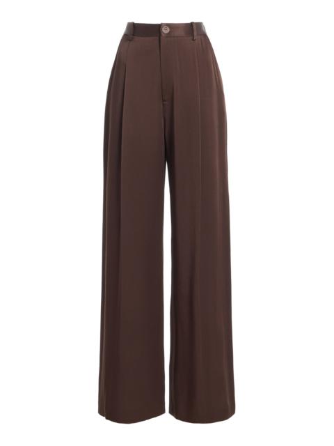 LAPOINTE Relaxed Pleated Satin Pants brown