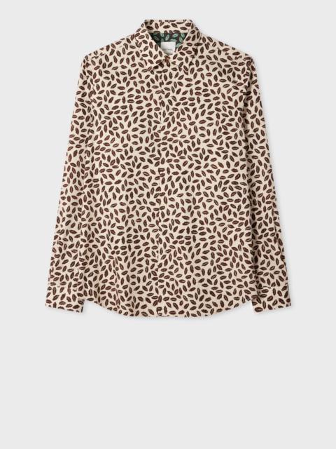Paul Smith Slim-Fit Beige 'Lips' Print Shirt