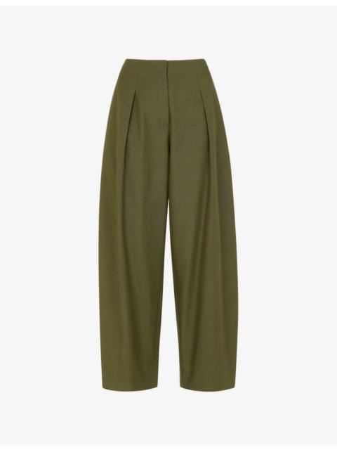 WHISTLES Pleated Barrel-Leg Woven Trousers