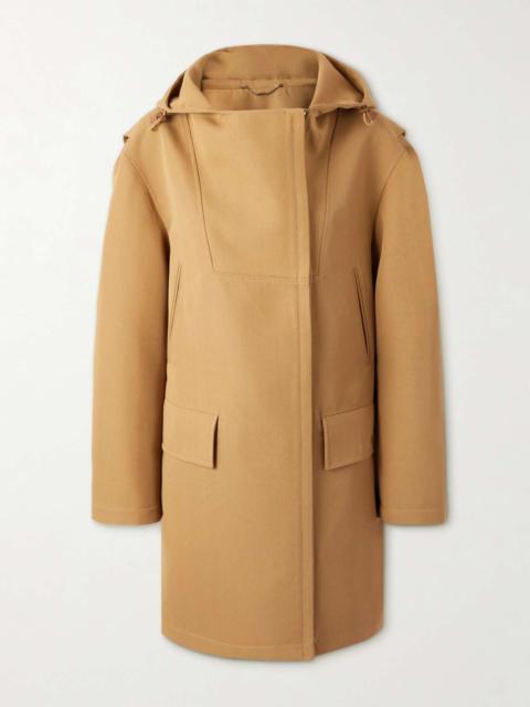 Hooded wool-blend gabardine coat