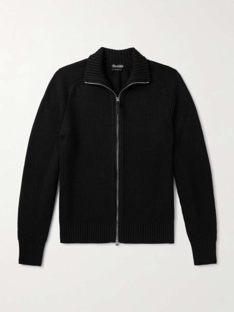 Slim-Fit Ribbed Silk and Merino Wool-Blend Cardigan