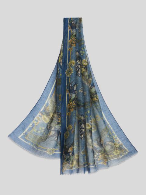 PRINTED LINEN- AND SILK-BLEND SCARF