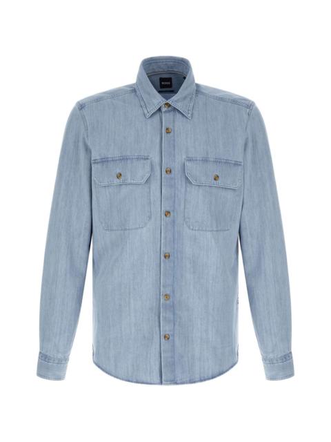 BOSS H-Liam buttoned chest-pockets shirt