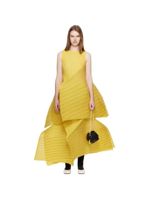 ISSEY MIYAKE Yellow Generic Stripes Machine Pleats Minidress