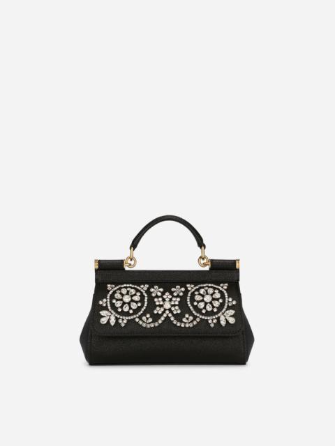 Dolce & Gabbana Small calfskin Sicily bag with rhinestones