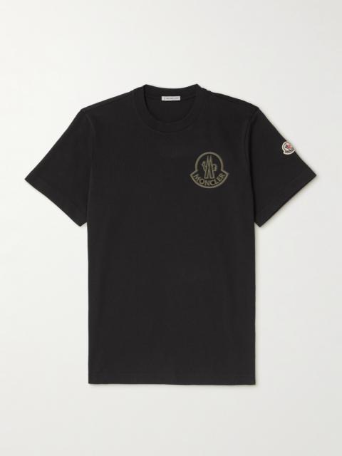 Moncler Logo-Flocked Appliquéd Cotton-Jersey T-Shirt