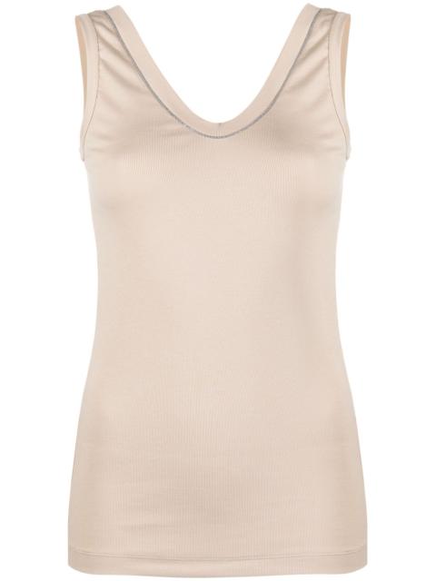 Brunello Cucinelli Monili bead-embellished ribbed-knit tank top