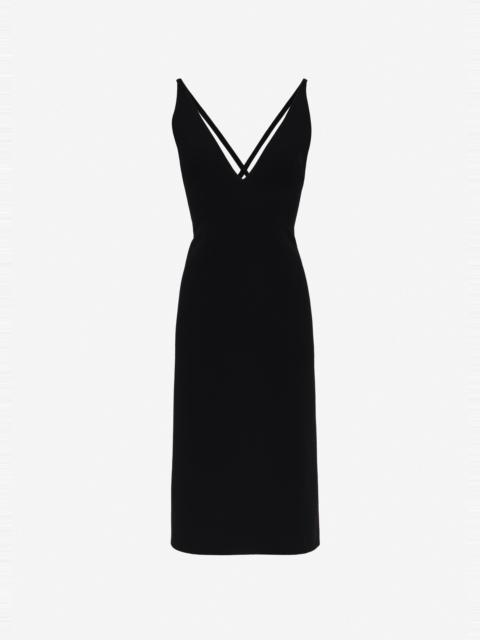 MAGDA BUTRYM Midi dress with deep V neckline in black