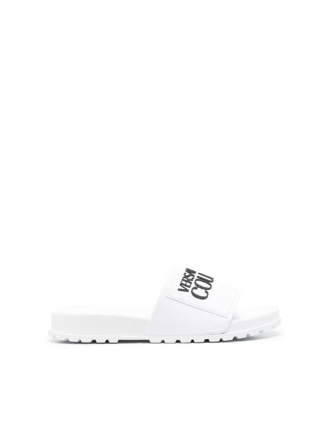 VERSACE JEANS COUTURE embossed-logo slides