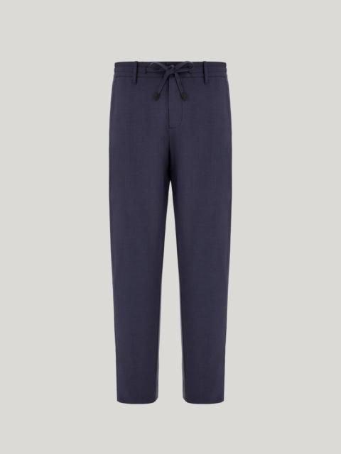 Canali BLUE MELANGE REGULAR FIT PANTS IN WASHABLE IMPECCABILE WOOL