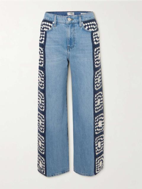 Le Jane cropped crochet-trimmed high-rise straight-leg jeans