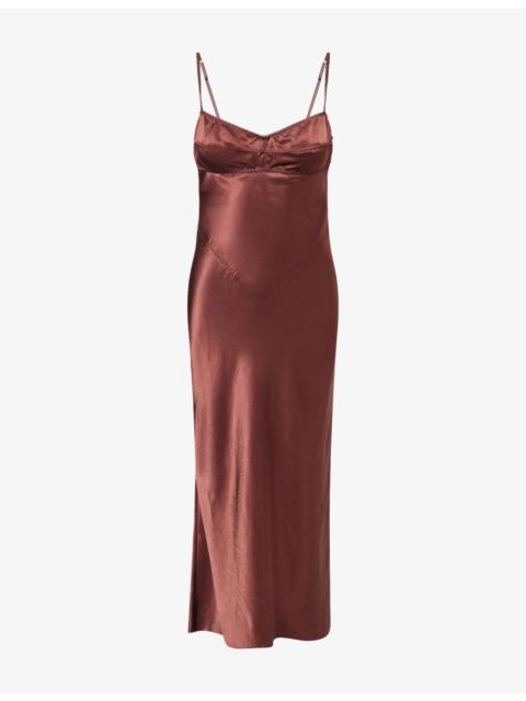 ANNA OCTOBER Waterlily Scoop-Back Satin Midi Dress