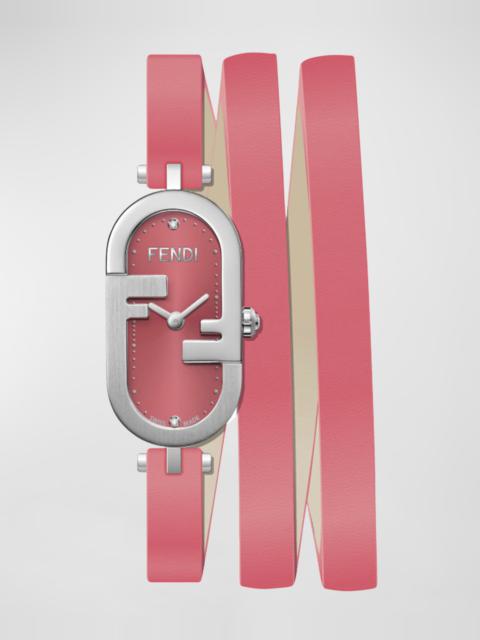FENDI O'Lock Vertical Oval Calf Leather Wrap Watch