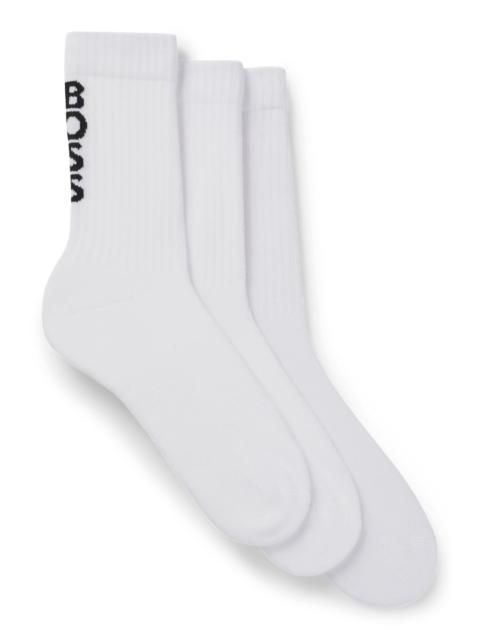 BOSS THREE-PACK OF RIBBED SHORT SOCKS WITH LOGO DETAILS