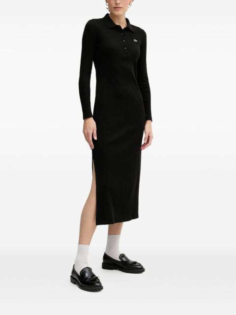 LACOSTE long-sleeves ribbed midi dress
