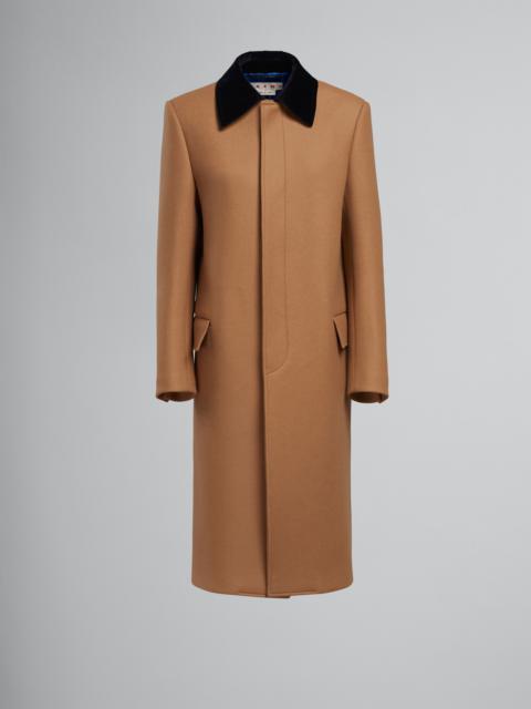 Marni BROWN COAT WITH VELVET COLLAR