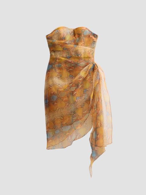 LaQuan Smith Women's Printed Asymmetric Strapless Mini Dress - Snake
