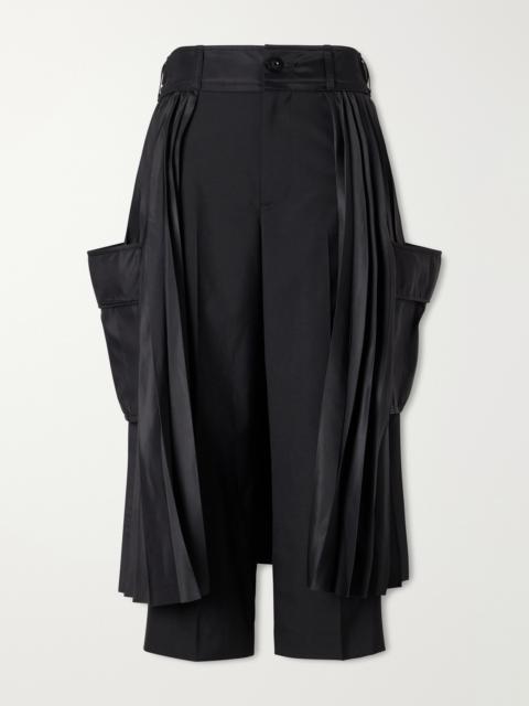 sacai Pleated Twill Wide-leg Shorts