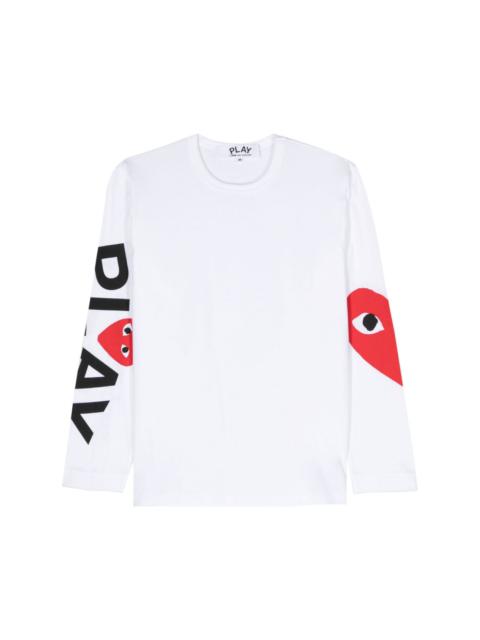 long-sleeve heart-print T-shirt