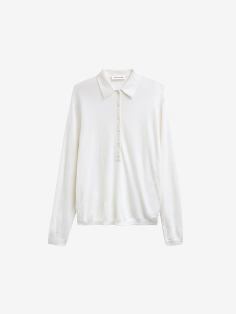The Frankie Shop Tala Knit V-Neck Polo - White