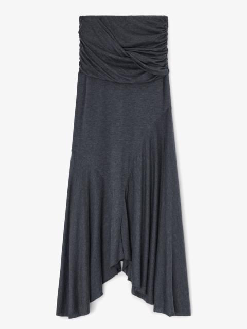 GANNI LONG SKIRT IN GREY JERSEY
