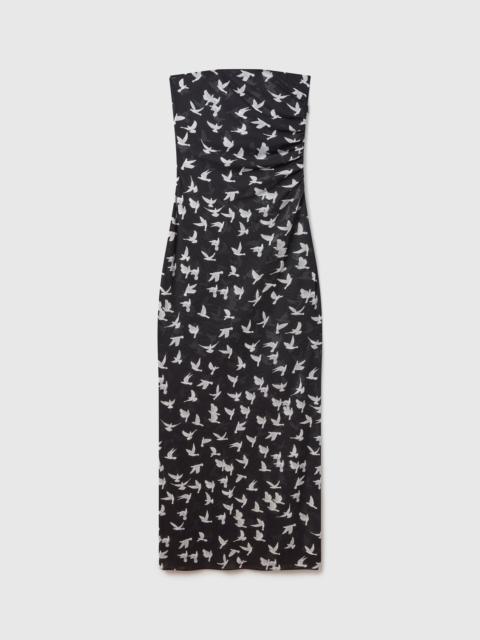Stella McCartney Dove Print Mesh Strapless Midi Dress