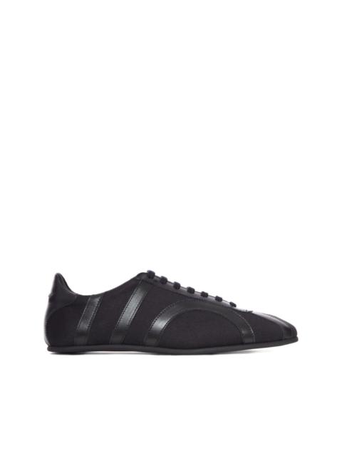 leather-panel recycled-cotton sneakers