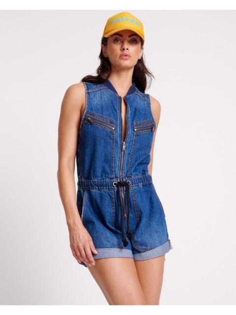ONE TEASPOON Lilly Sporty Denim Jumpsuit - Blue Moon