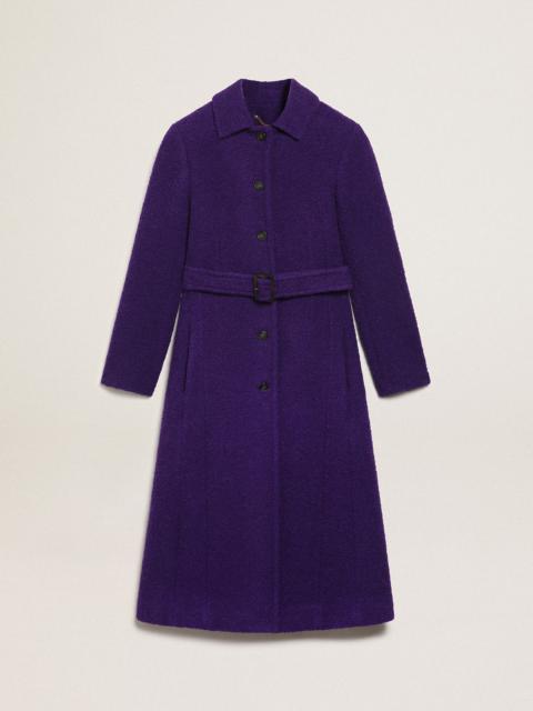 Golden Goose Women's coat in indigo purple wool with printed lining