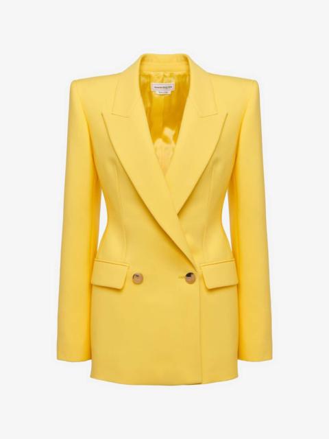 Alexander McQueen Women's Sartorial Wool Double-breasted Jacket in Bright Yellow