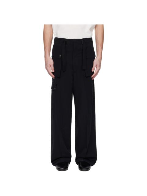 Black Light Cotton Wool Viyella Cargo Pants
