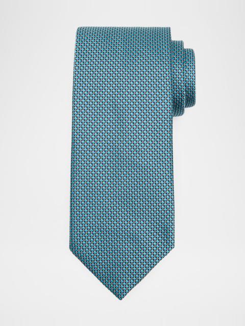 Brioni Men & apos;s Micro-Geometric Square Jacquard Silk Tie