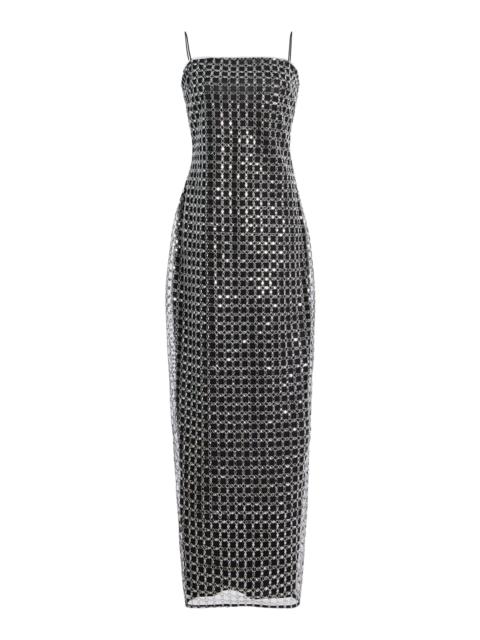 ROTATE Beaded Maxi Slip Dress black