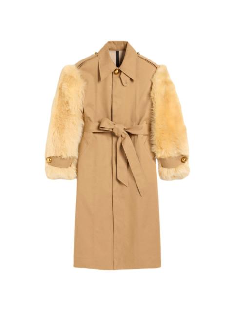 AMI Paris belted faux-fur coat