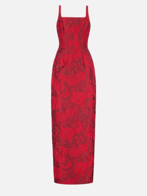 EMILIA WICKSTEAD Megara Dress in Red Floral Cloque