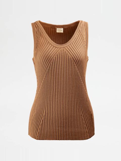 TOP IN COTTON - BROWN