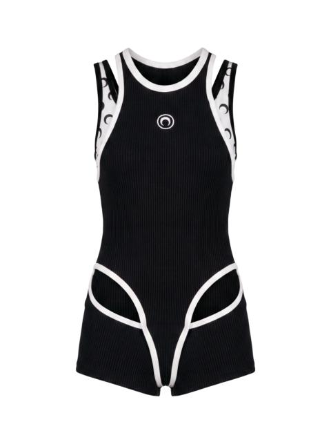 Marine Serre LAYERED JERSEY SHORT CATSUIT