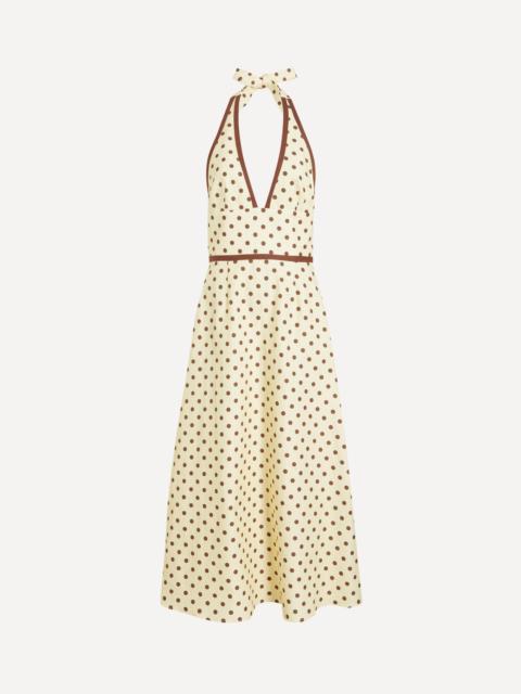 POSSE Bowie Polka-Dot Midi Dress