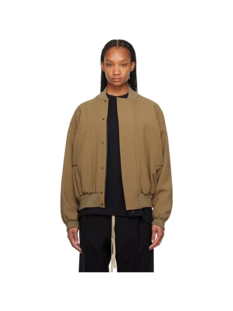 Brown Stand Collar Bomber Jacket